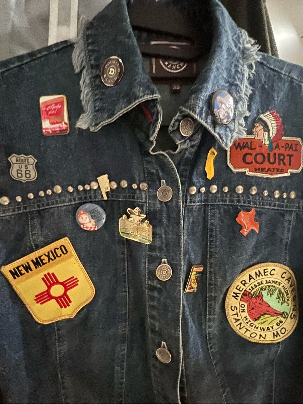 Double D Ranch Route 66 Denim
Studded Jacket XS All the patches & Metal Pins XS